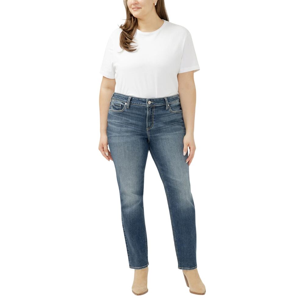 Silver Jeans Co. Women's Plus Size 'Elyse' Mid-Rise Comfort Jeans in Indigo Wash